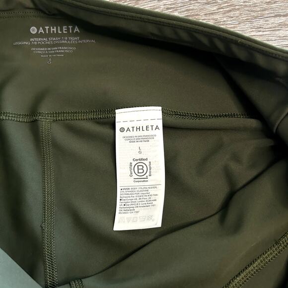 NWT Athleta Interval Stash High Rise 7/8 Leggings Aspen Olive Size Large Pocket - Picture 12 of 16